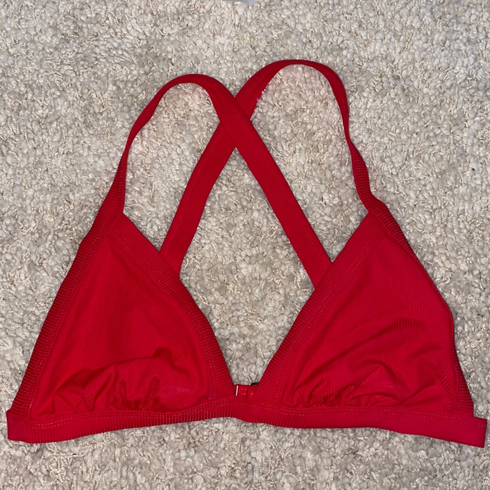 red bathing suit top
